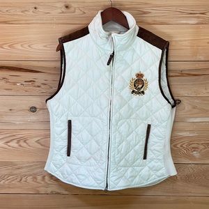 Quilted White and Suede Ralph Lauren Vest